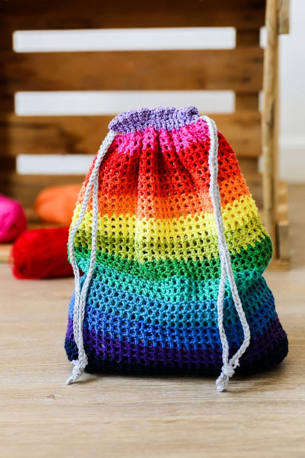 Häkelset Regenbogen-Beutel