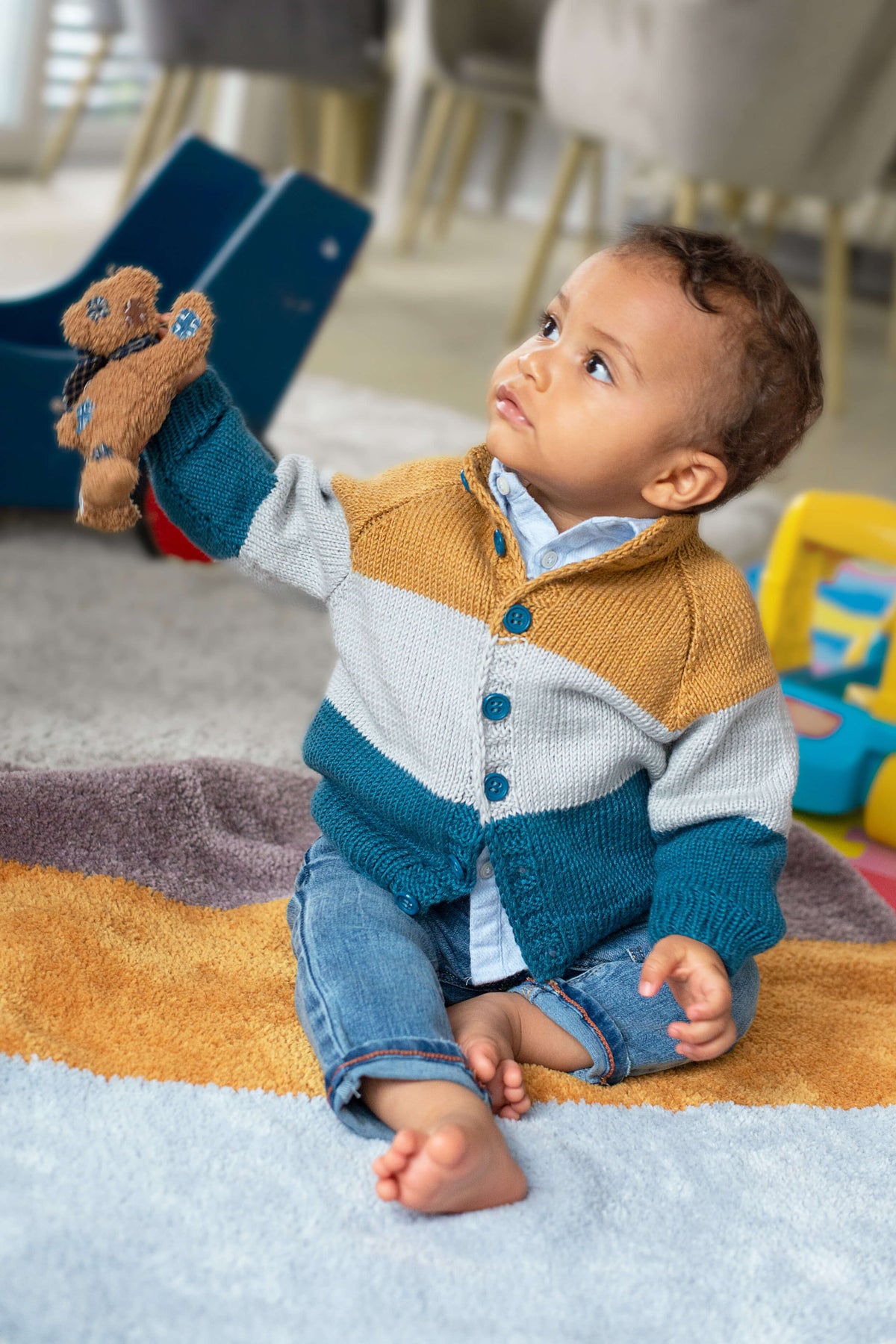 Baby-Colour-Blocking Strickjacke