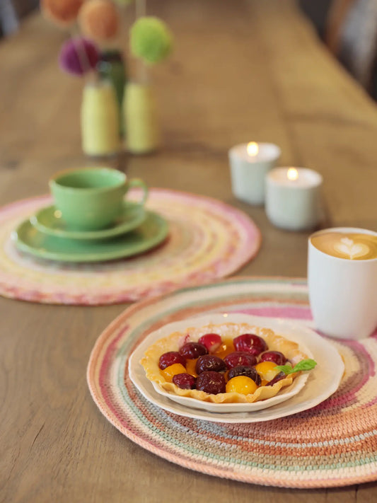 Round placemat with half chopsticks