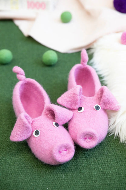 Felt Set Piggy Felt Slippers
