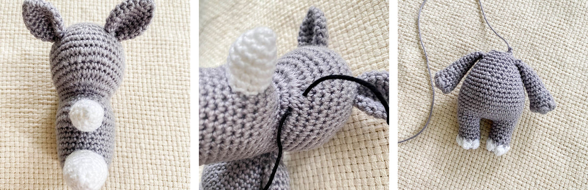Amigurumi-Nashorn Rapti in Kooperation mit Dianas Häkelwerke
