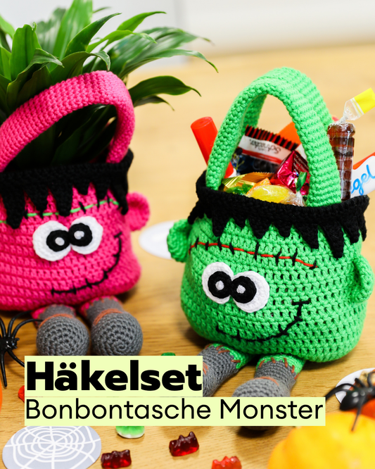 Häkelset Bonbontasche Monster Franky