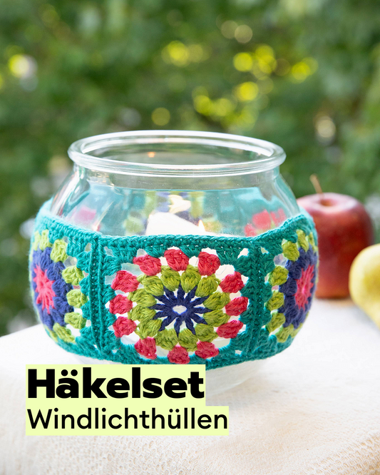 Häkelset Granny Square Windlicht