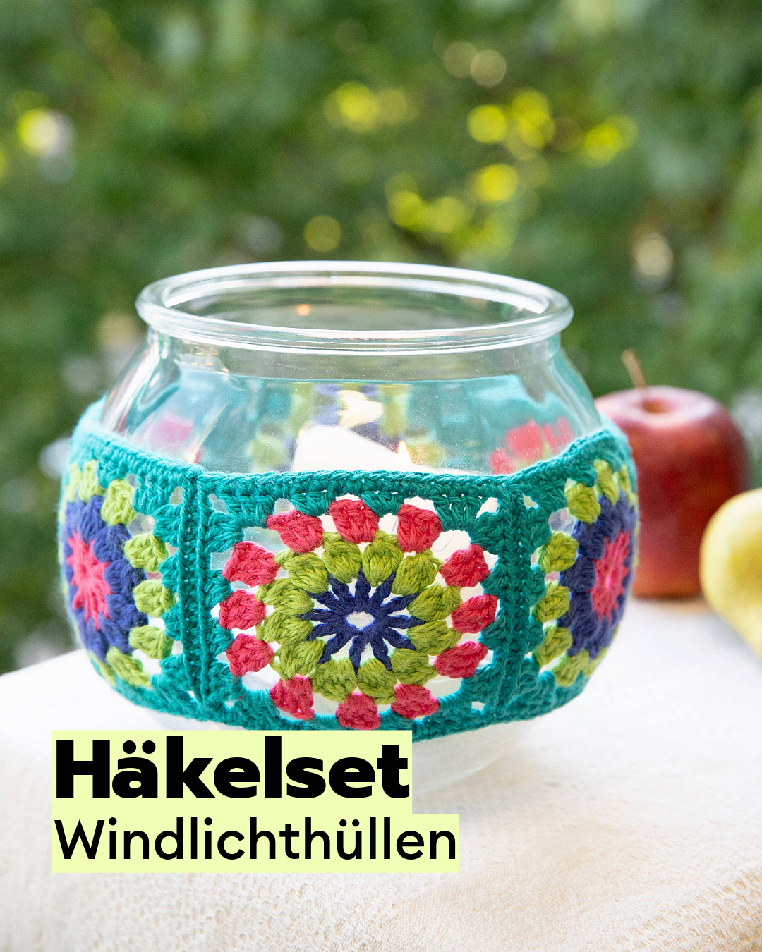 Kit de crochet cache-bougies en granny squares