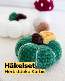 Häkelset Herbstdeko Kürbis, Pilz, Eicheln und Blätter