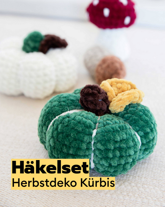 Häkelset Herbstdeko Kürbis, Pilz, Eicheln und Blätter