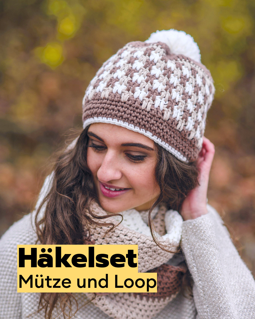 Crochet Set Beanie and Loop Scarf from Gründl King Cotton