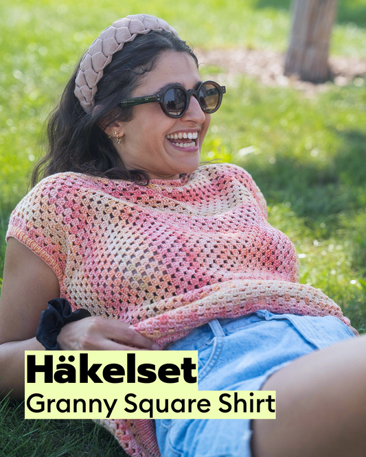 Häkelset Peach Granny Square Shirt