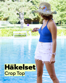 Kit de crochet Crop Top d'été bleu roi en Cotton Fun