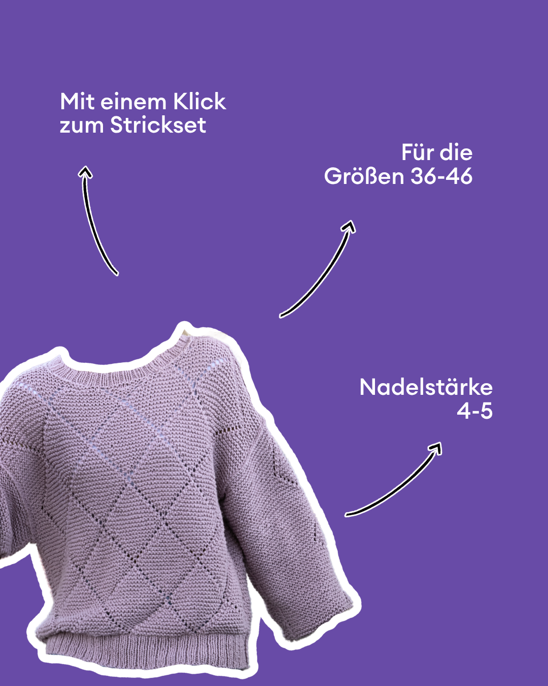 Strickset Lilac Pulli mit Rauten