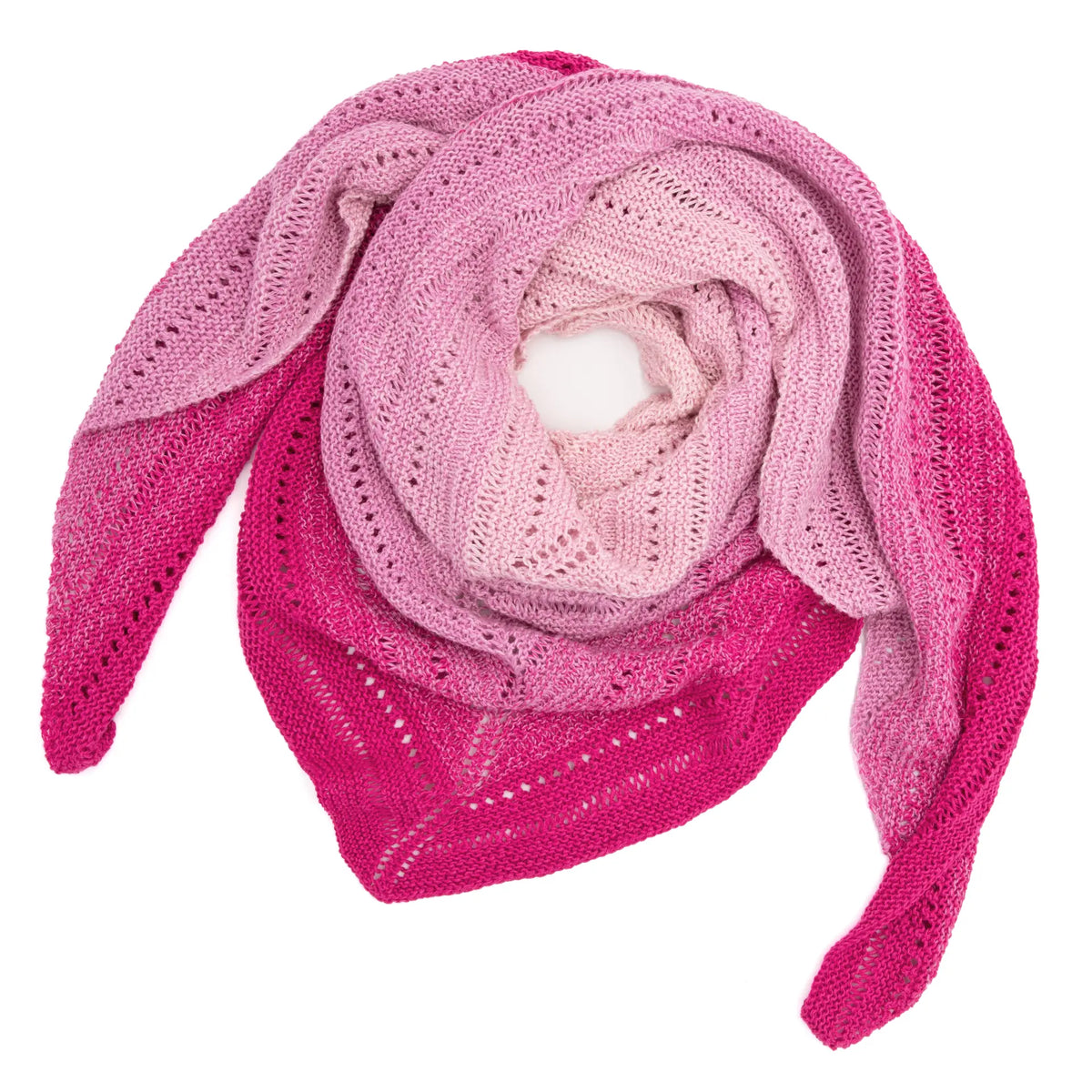 Kit de tricot pour châle triangulaire Jasmin avec motif ajouré en mailles tombées