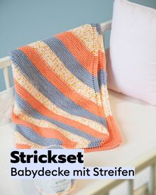 Strickset Babydecke mit Streifen