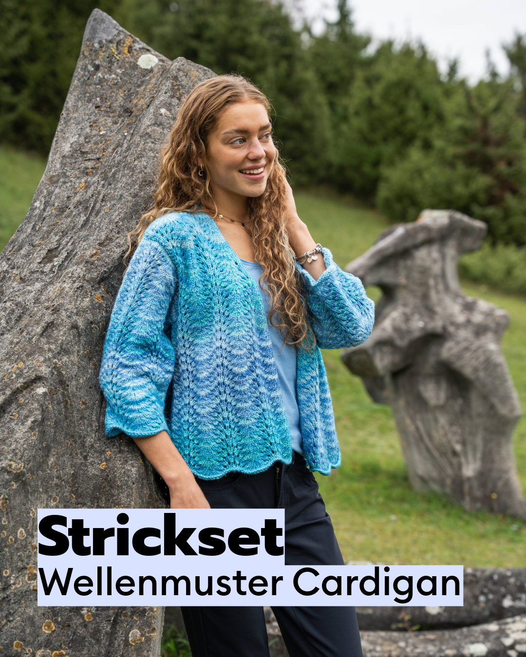 Strickset Cardigan im Wellenmuster