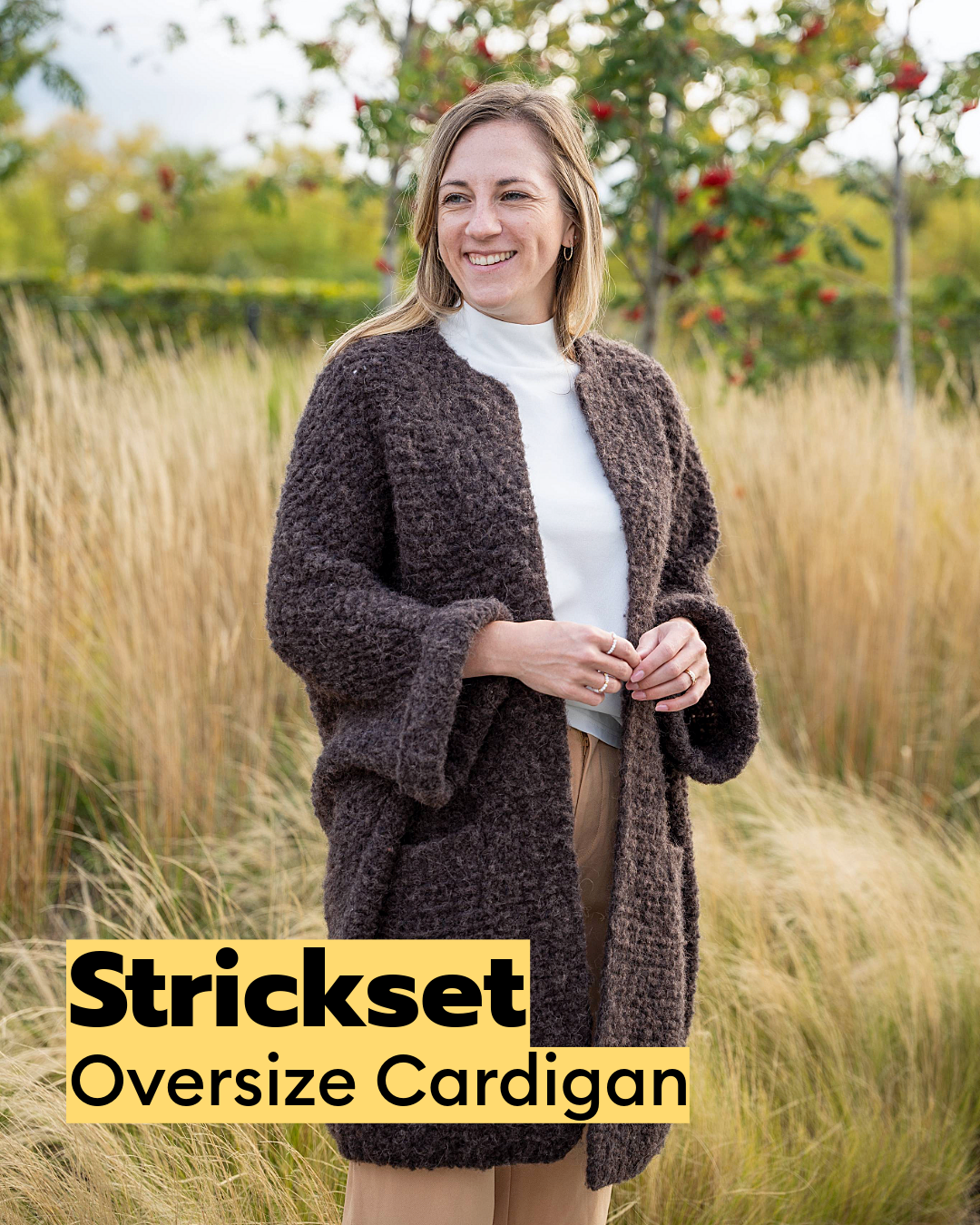Oversized cardigan knitting kit made from alpaca-merino wool