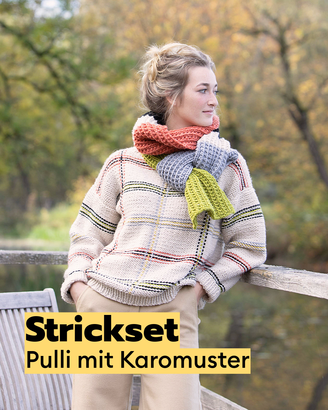 Strickset Pullover mit Karo-Muster