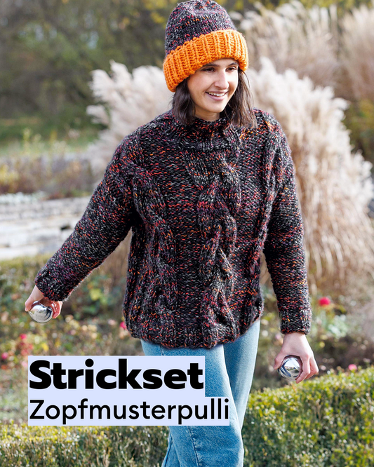 Strickset Zopfmusterpulli