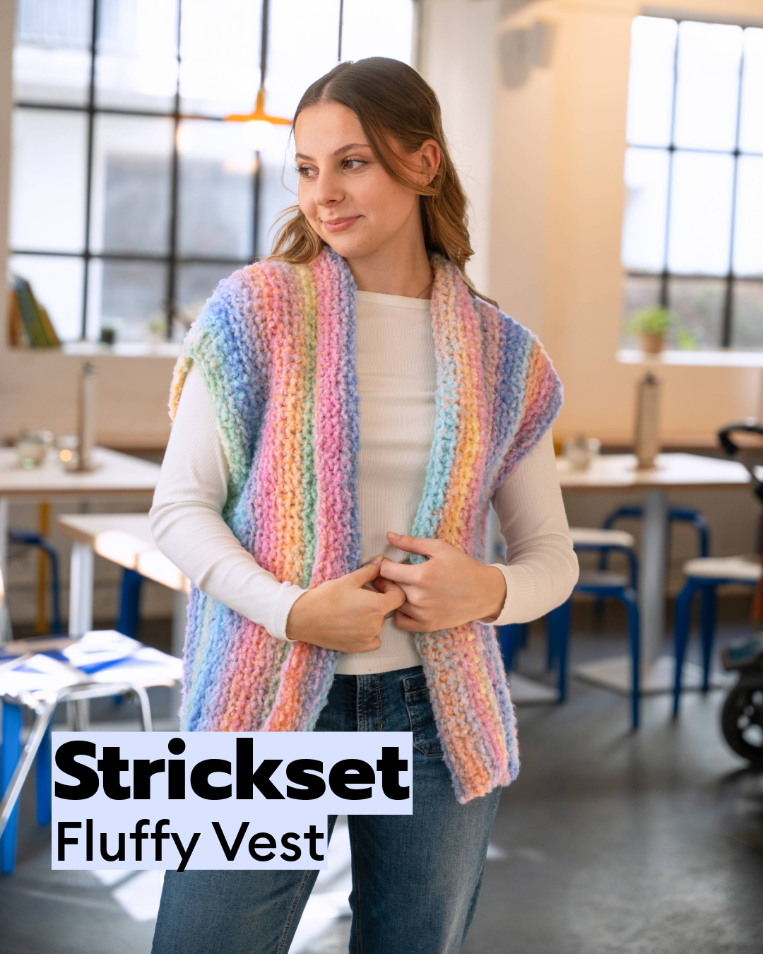 Kit de tricot Gilet Fluffy en mélange mérinos-coton