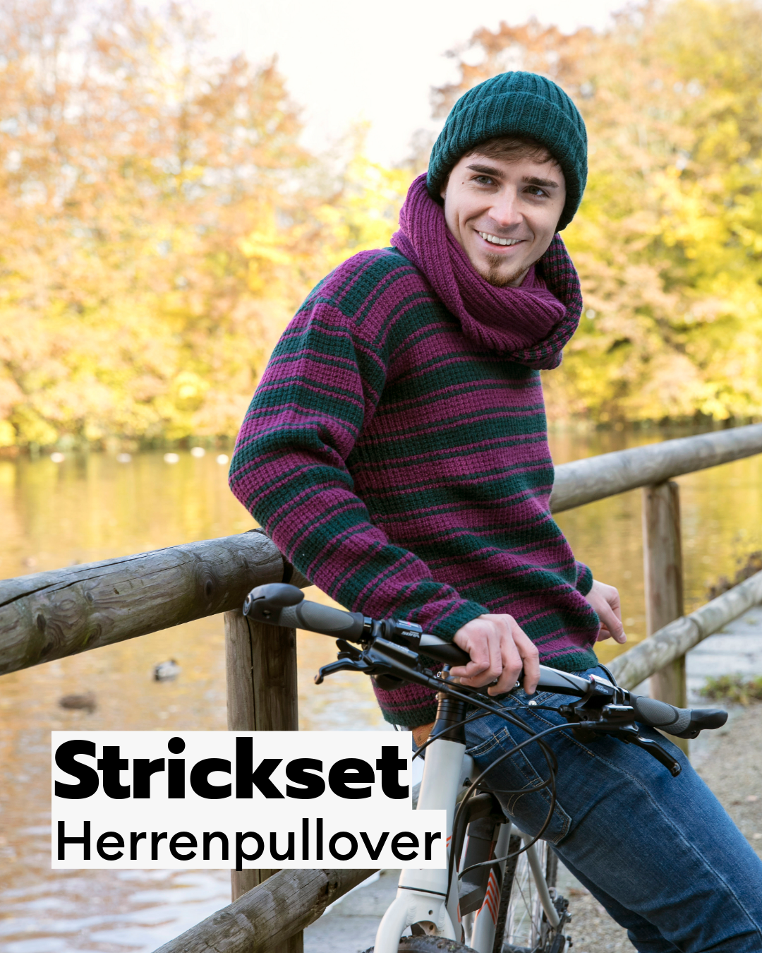 Strickset gestreifter Herrenpulli