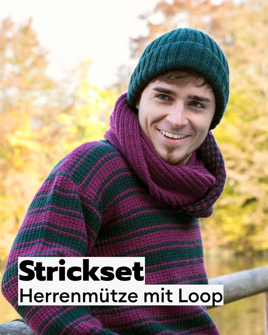 Men's knitting set: hat with loop