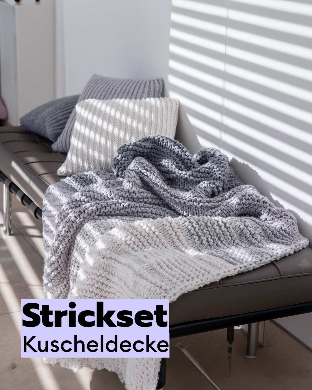 Strickset Sofa-Kuscheldecke