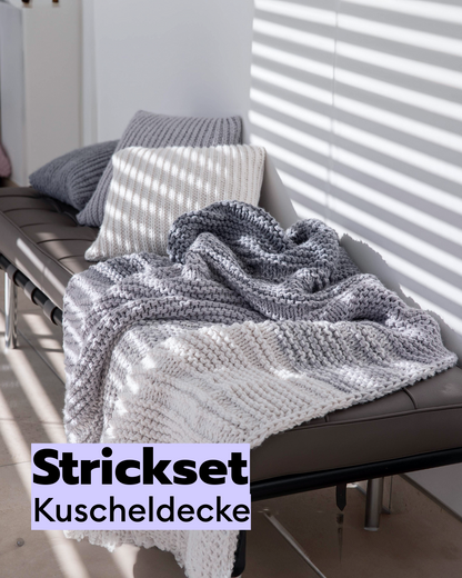 Strickset Sofa-Kuscheldecke