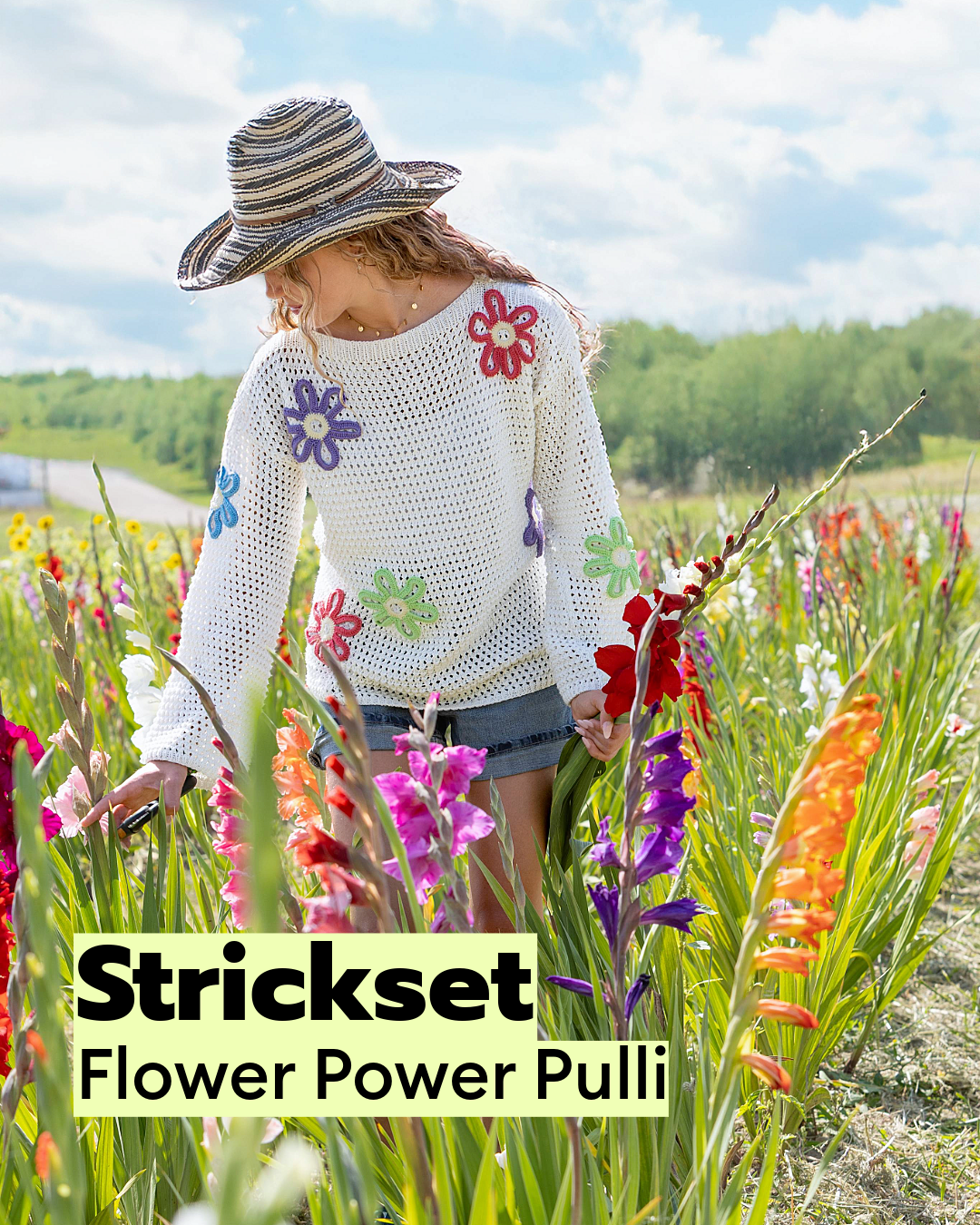 Knitting set summer sweater Flower Power