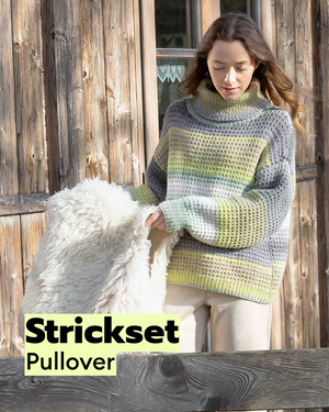 Knitting kit for a sweater with a slip stitch pattern