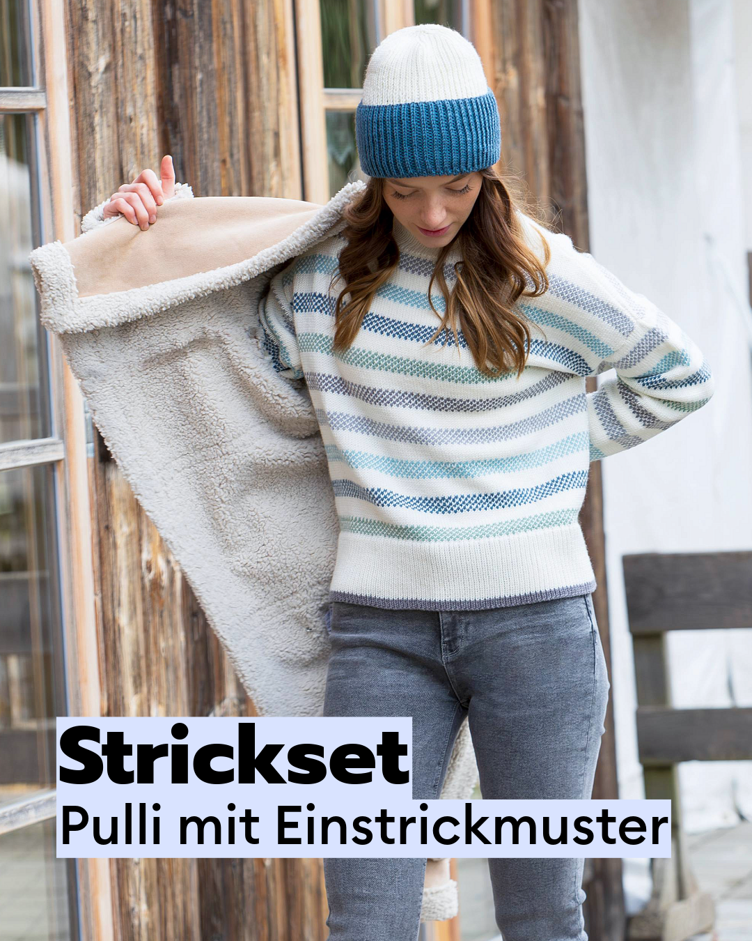 Strickset Pullover mit Einstrickmuster
