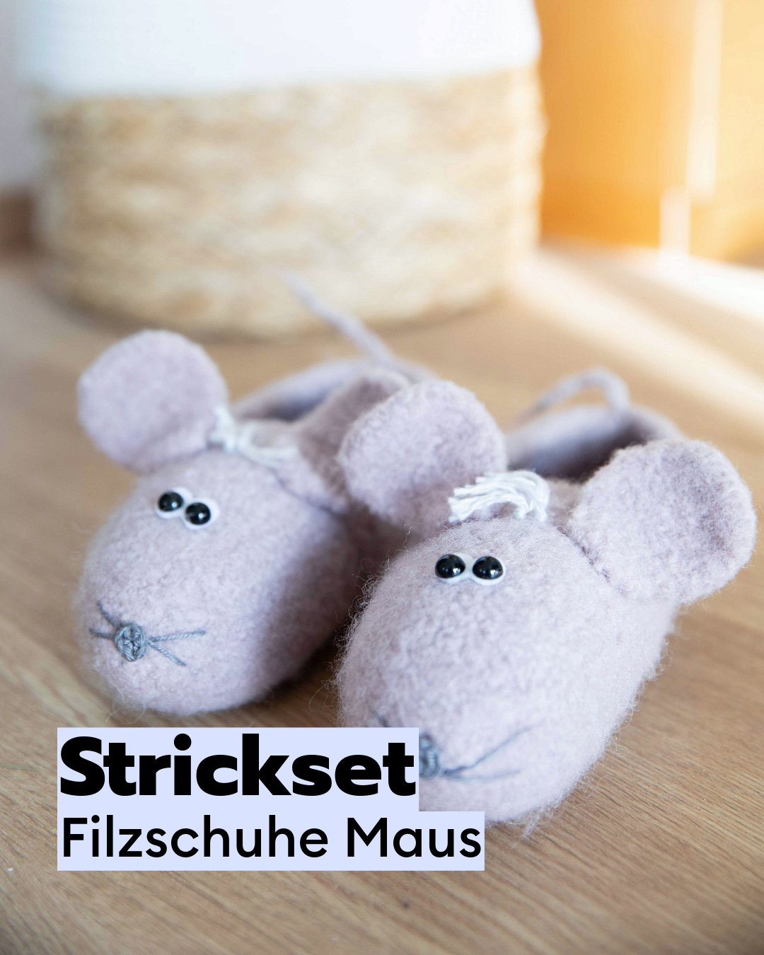 Felt Set Children's Felt Slippers Mouse made from 100% Virgin Wool