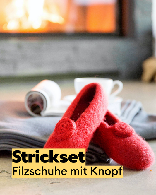 Filzset Hausschuhe mit Knopf