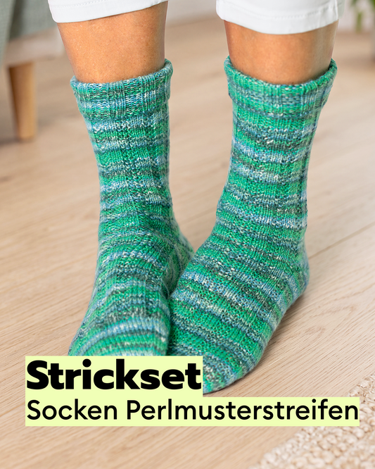 Strickset Socken mit Perlmusterstreifen