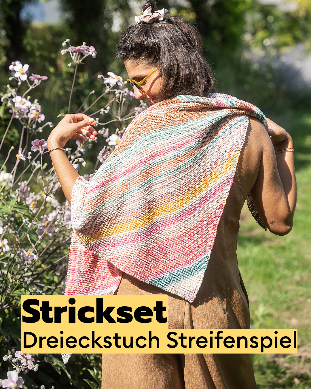 Strickset Streifenspiel Dreiecktuch