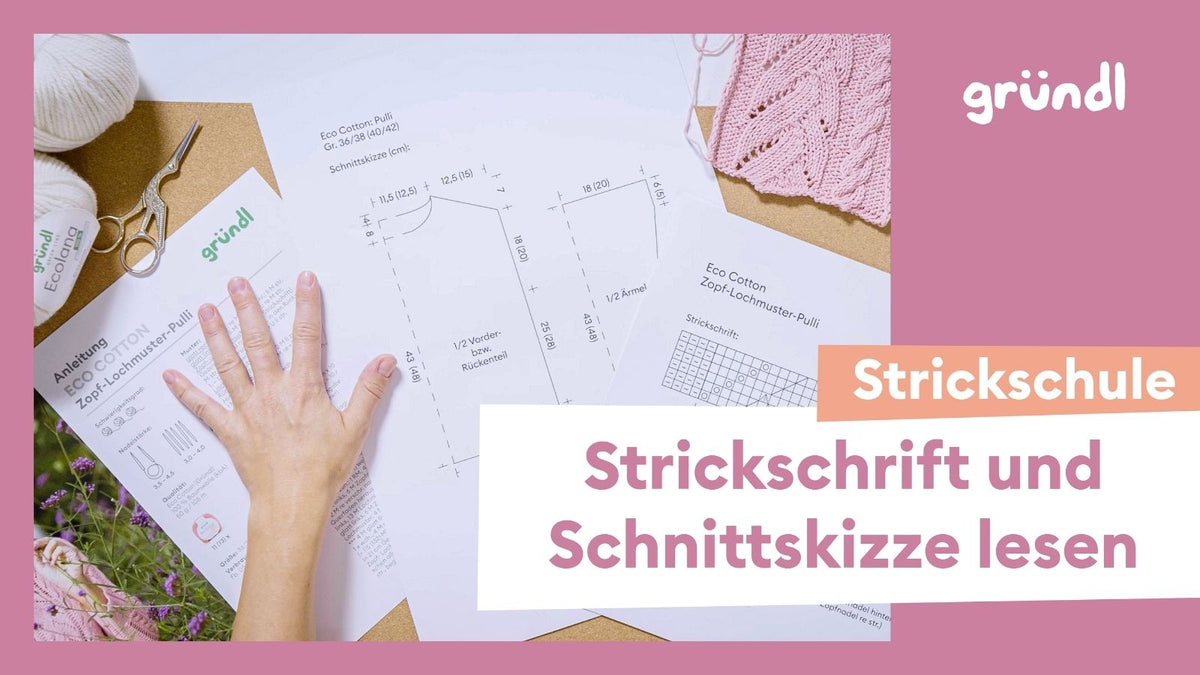 Read the knitting pattern and pattern sketch