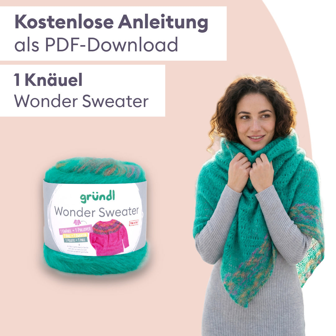 Knitting kit triangle scarf Falina made of Gründl Wonder Sweater