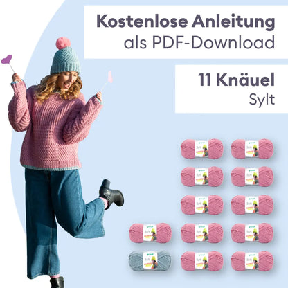 Kit de tricot Pull Sylt avec motif en relief