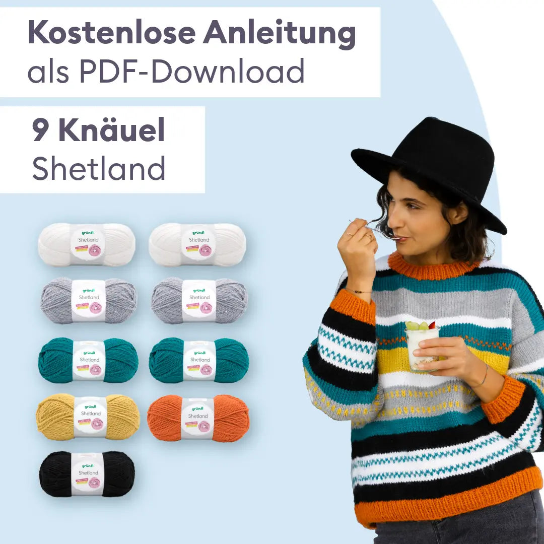 Knitting set striped sweater