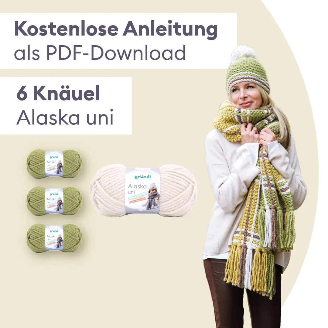 Kit tricot bonnet et écharpe en Alaska uni