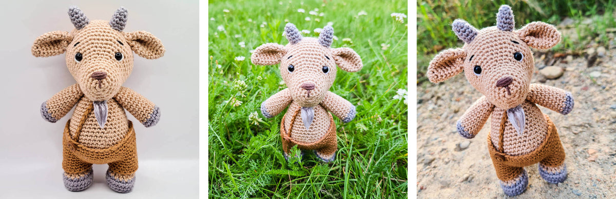 Amigurumi-Ziegenbock Josef in Kooperation mit Frieda Wollknäuel