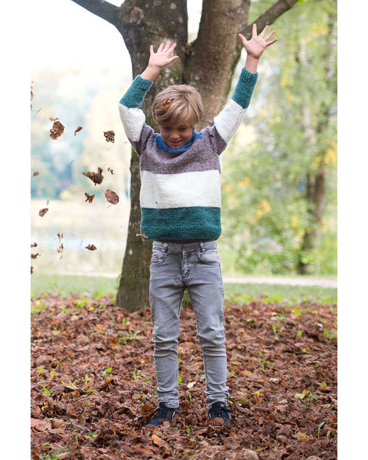 Kinder-Raglanpulli gestreift