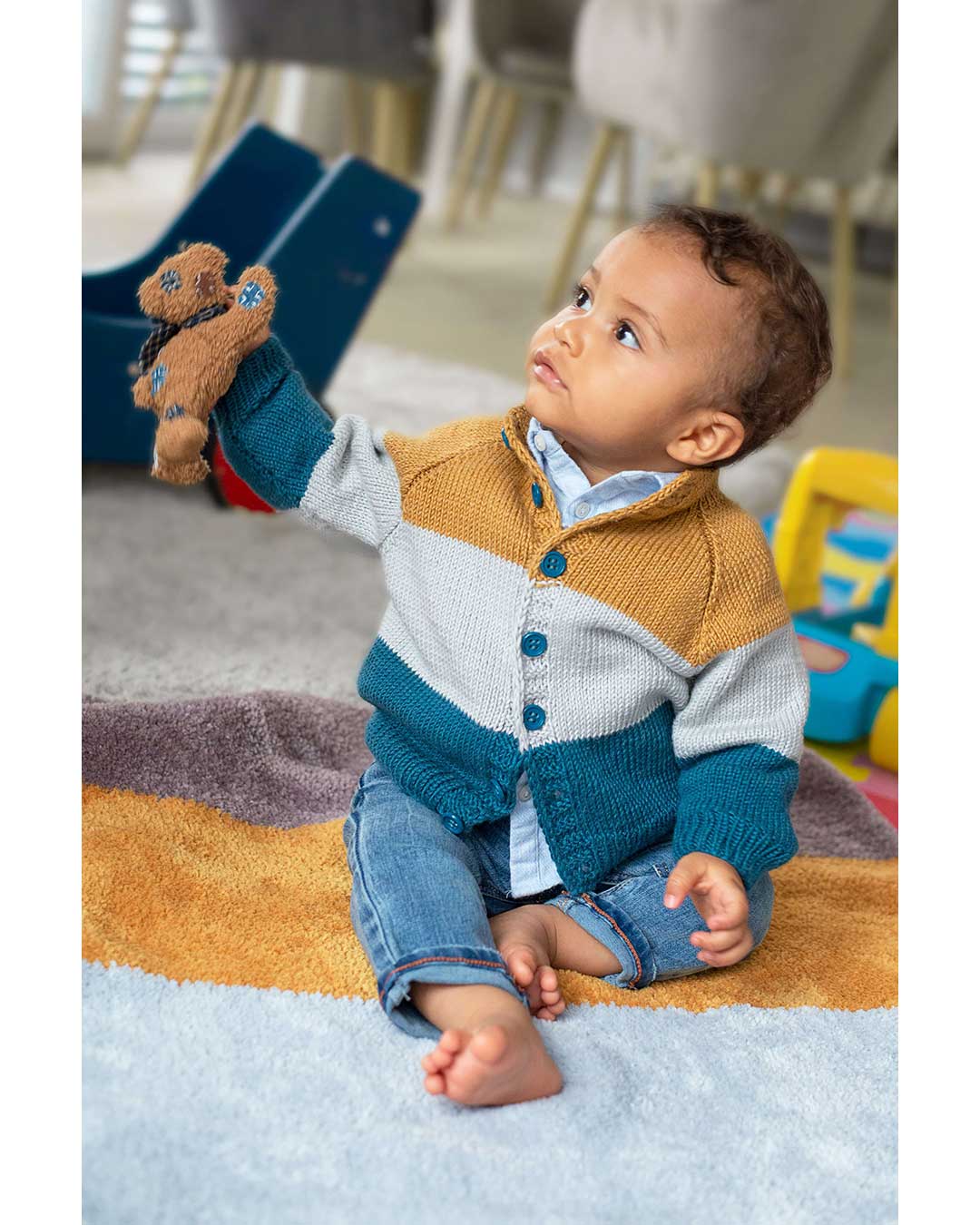 Baby-Colour-Blocking Strickjacke