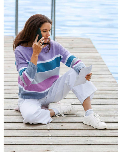 Pulli mit Blockstreifen – lavendel-blau