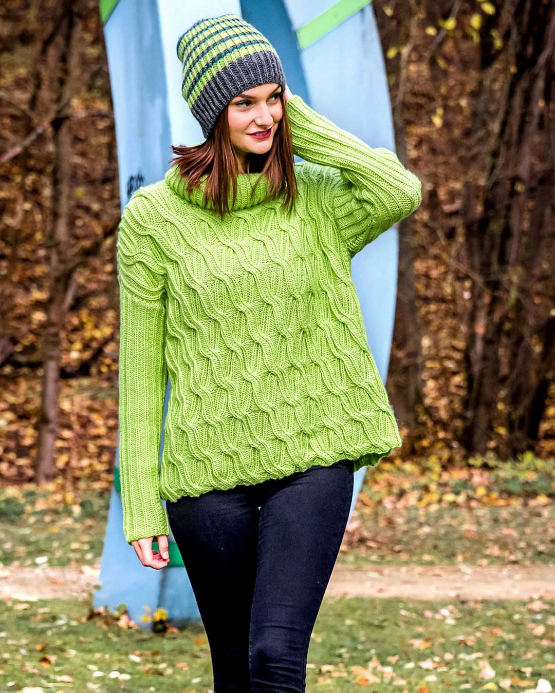 gestreifte Beanie-Mütze