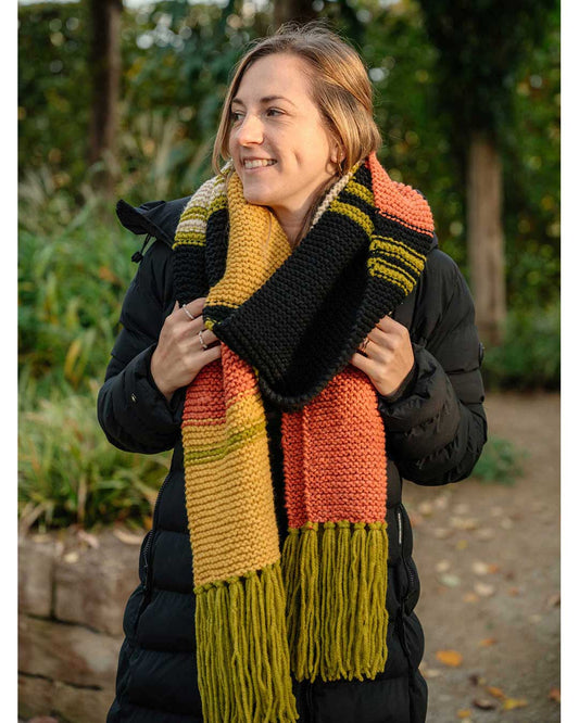 Schal kraus rechts für Strickanfänger:innen – in Herbstfarben